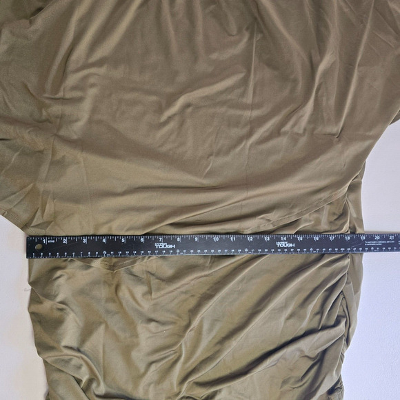Yincro Dress Women's 2XL Olive Bodycon with Oversized Top Ruffles Mini NWT - Picture 10 of 16